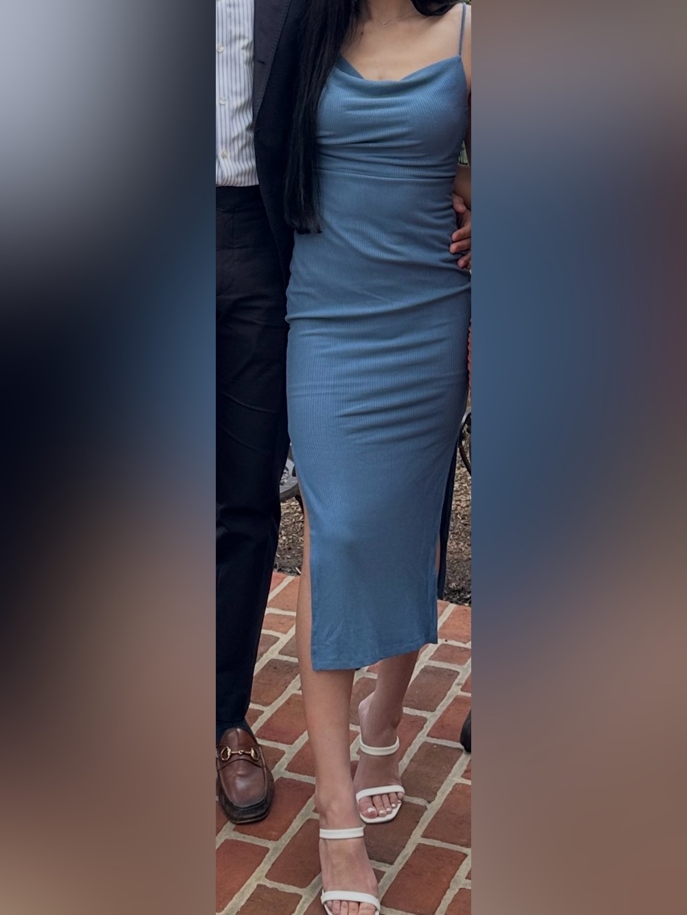 Selfie Leslie Light Blue Cowl Neck Maxi Slip Dress